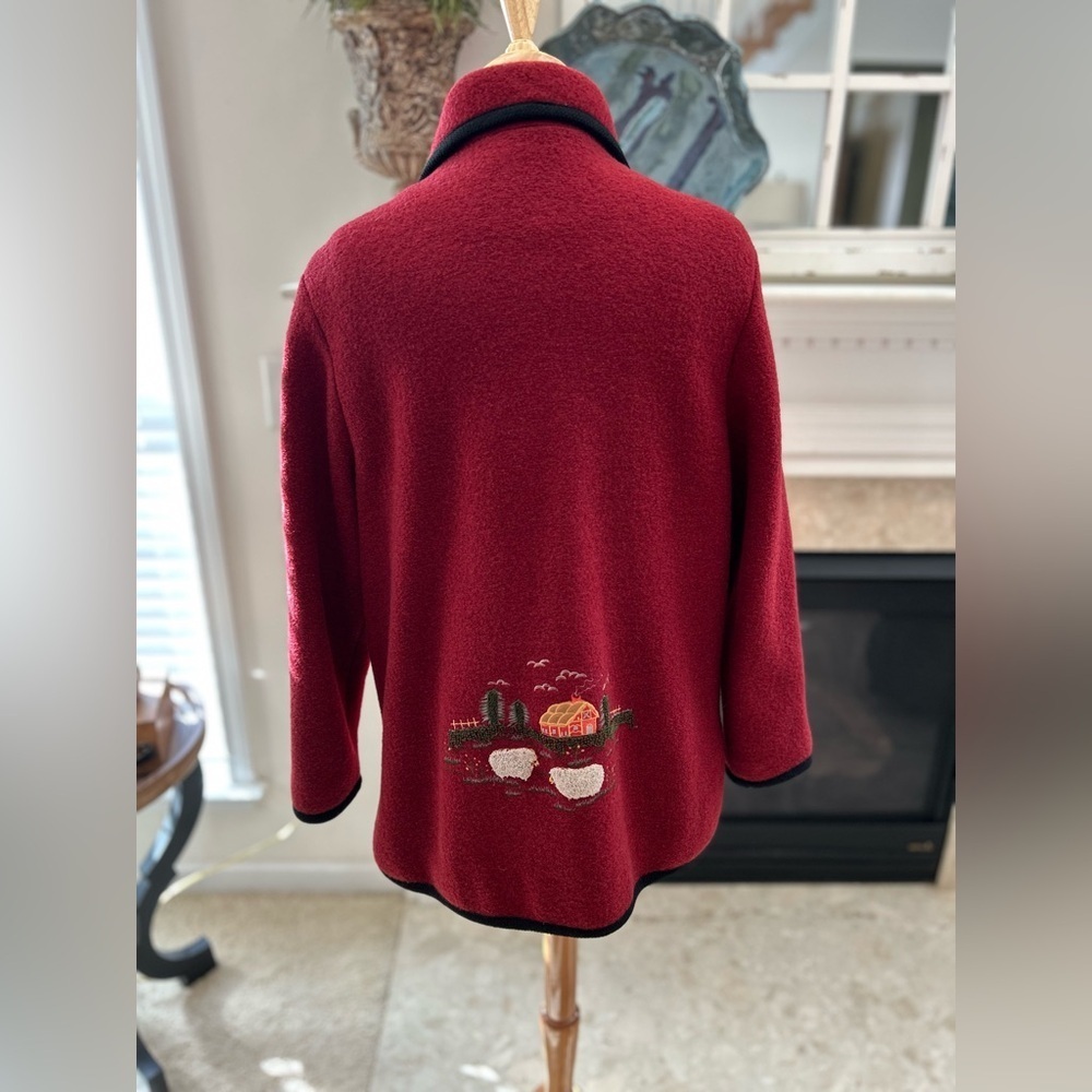CARTE/Austria Red Boiled Wool Jacket with Black Trim - Picture 9 of 13